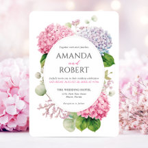 Pink Hydrangea Flowers Watercolor Oval Wedding