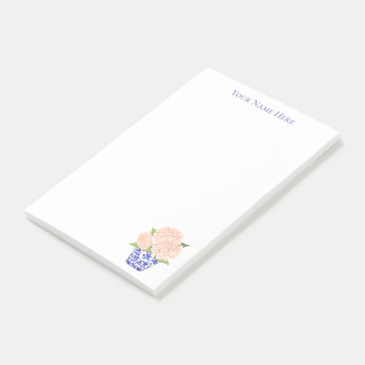Pink Hydrangea in Chinoiserie Planer Post-It Note ポストイット (アングル)
