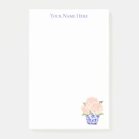 Pink Hydrangea in Chinoiserie Planer Post-It Note  ポストイット (正面)