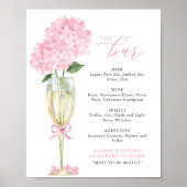 Pink Hydrangea in Gold Glass Bar Menu ポスター (正面)