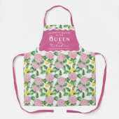 Pink Hydrangea Lemons Citrus Queen of the Kitchen エプロン (正面)