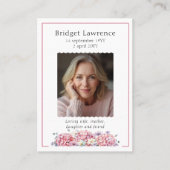 Pink Hydrangea Memorial Photo Prayer Card 名刺 (正面)