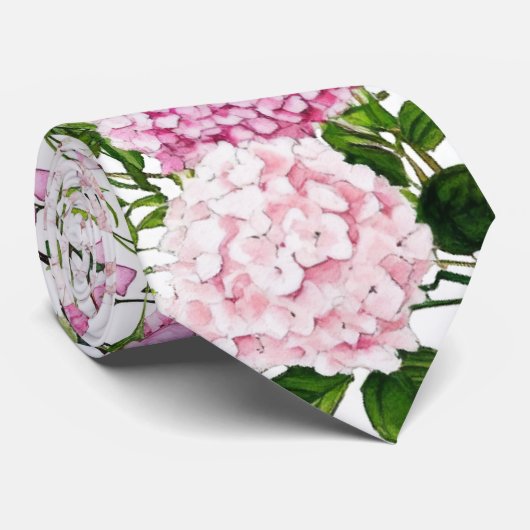 Pink hydrangea neck tie ネクタイ (ロール)