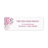 Pink hydrangea return address label ラベル (正面)