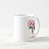 Pink Hydrangea Spring Flower Floral Custom Name コーヒーマグカップ (正面右)