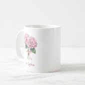 Pink Hydrangea Spring Flower Floral Custom Name コーヒーマグカップ (正面左)