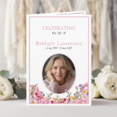 Pink Hydrangea Summer Flowers Funeral Folded プログラム