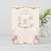 Pink Hydrangea Vintage Baby Shower Invitation 招待状 (スタンド正面)