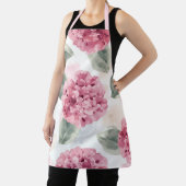 Pink Hydrangea Watercolor Botanical Floral Pattern エプロン (インサイチュ)