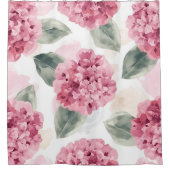 Pink Hydrangea Watercolor Botanical Floral Pattern シャワーカーテン (正面)