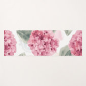 Pink Hydrangea Watercolor Botanical Floral Pattern ヨガマット (正面(横))