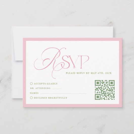 Pink Hydrangea Wedding RSVP Card (正面)