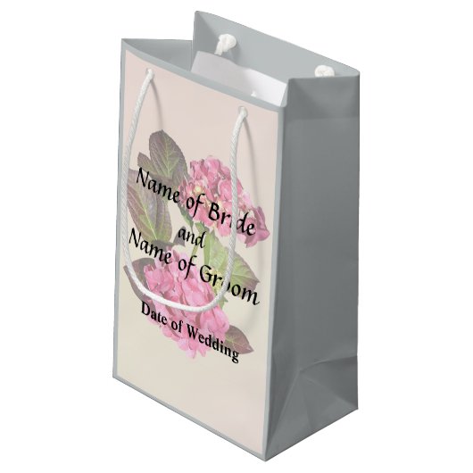 Pink Hydrangea With Leaves Wedding Products スモールペーパーバッグ (裏面アングル)