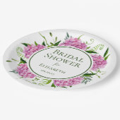 Pink Hydrangeas Bridal Shower ペーパープレート (アングル)
