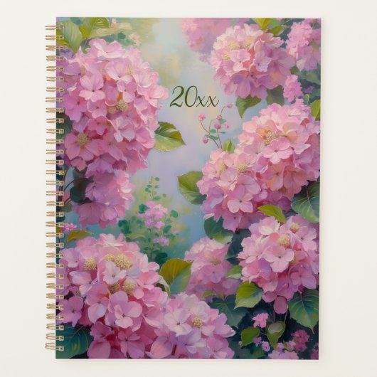 Pink Hydrangeas Floral Spiral-Bound Planner Spring プランナー手帳 (正面)