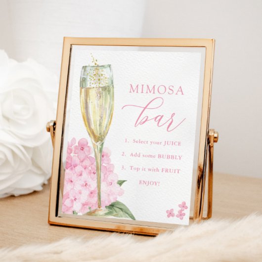 Pink Hydrangeas & Gold Glass Mimosa Bar ポスター