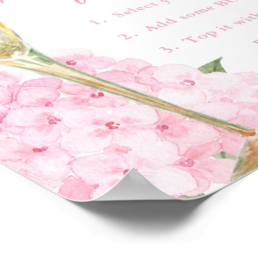 Pink Hydrangeas & Gold Glass Mimosa Bar ポスター (角)