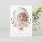 Pink  Hydrangeas Vintage Birth Announcement 招待状 (スタンド正面)