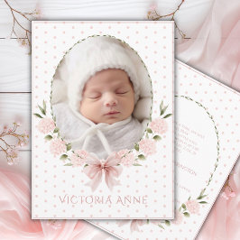 Pink  Hydrangeas Vintage Birth Announcement 招待状