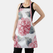Pink Hydrangeas Watercolor Floral Blooms Painting エプロン (インサイチュ)