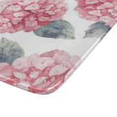 Pink Hydrangeas Watercolor Floral Blooms Painting カッティングボード (角)