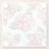Pink Hydrangeas Watercolor Floral Blooms Painting ガラスコースター (裏面)