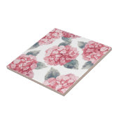 Pink Hydrangeas Watercolor Floral Blooms Painting タイル (側面)