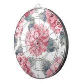 Pink Hydrangeas Watercolor Floral Blooms Painting ダーツボード (正面右)