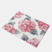 Pink Hydrangeas Watercolor Floral Blooms Painting ドアマット (アングル)
