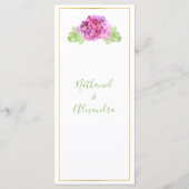 Pink Hydrangeas Wine Glass Wedding Flat Menu メニュー (裏面)