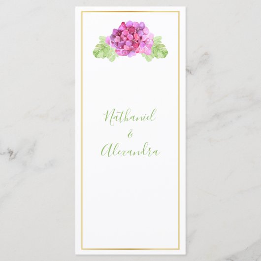 Pink Hydrangeas Wine Glass Wedding Flat Menu メニュー (裏面)