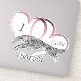Pink I Love Borzoi Die Cutビニールのシール シール