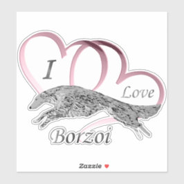Pink I Love Borzoi Die Cutビニールのシール シール