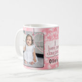 Pink I Love My Daughter Photo & Name コーヒーマグカップ (正面左)