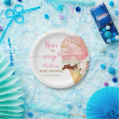 Pink Ice Cream Baby Shower  ペーパープレート (パーティー)