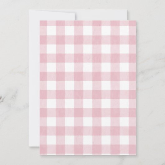 Pink Ice Cream Bow Gingham Bridal Shower 招待状 (裏面)