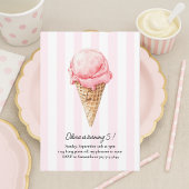 Pink Ice Cream Cone Birthday | Editable Summer 招待状