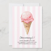 Pink Ice Cream Cone Birthday | Editable Summer 招待状 (正面)