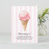 Pink Ice Cream Cone Birthday | Editable Summer 招待状 (スタンド正面)
