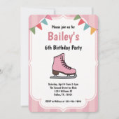 Pink Ice Skating Birthday 招待状 (正面)