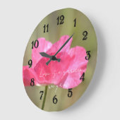 Pink Iceland Poppy Flower Photography   ラージ壁時計 (傾斜)