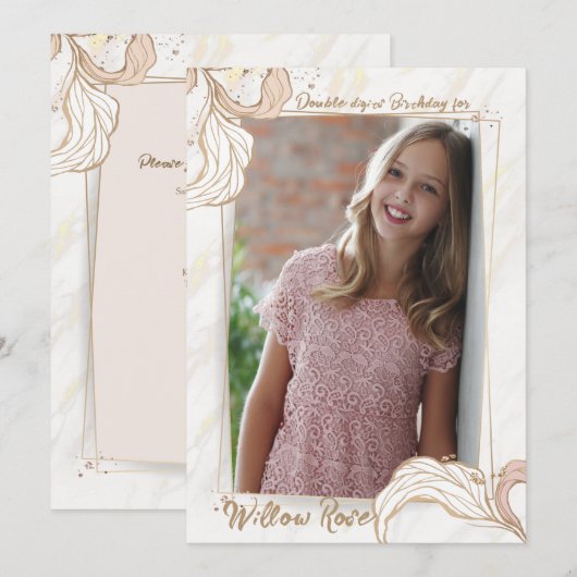 Pink Impressionフォト招待状 案内状 (正面/裏面)