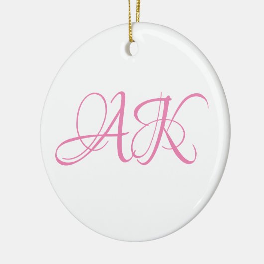Pink Initial Monogram Mug - CUSTOMIZABLE! セラミックオーナメント (左)