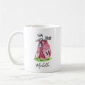 Pink Initial Name Monogram コーヒーマグカップ (左)