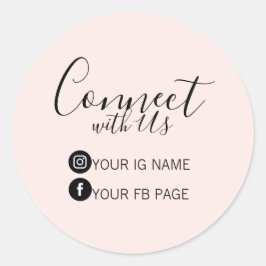 Pink | InstagramとFacebookのIDを載せようパッケージステッカー ラウンドシール