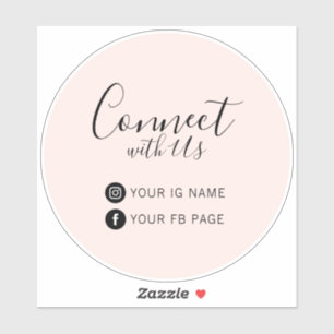 Pink InstagramとFacebookをフォローしてプロモーション シール