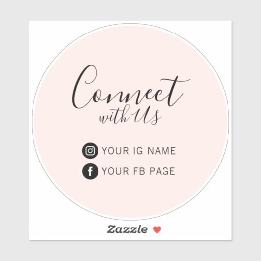 Pink | InstagramとFacebookをフォローしてプロモーション シール (シート)