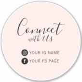 Pink | InstagramとFacebookをフォローしてプロモーション シール (正面)
