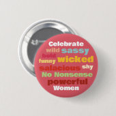 Pink International Women's Day Colourful Text Butt 缶バッジ (正面&裏面)