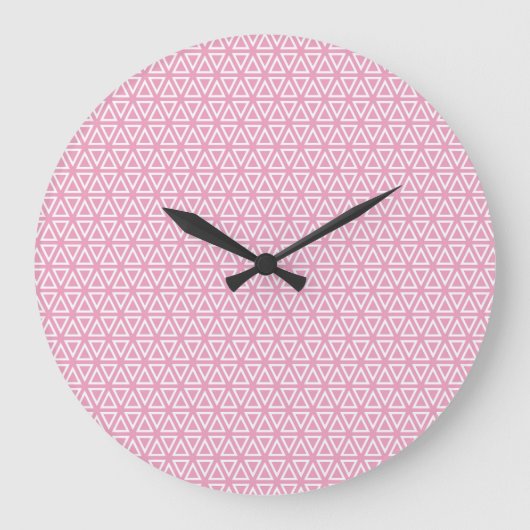 Pink Inverted Triangle Pattern Wall clock ラージ壁時計 (正面)